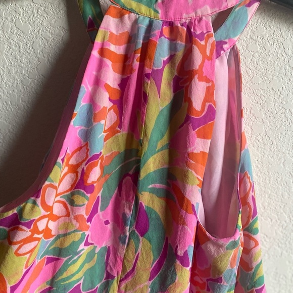 Lily Pulitzer Silk Lulu Flamingo Rogan Vibrant Tropical Halter Resortwear Top XS - Picture 11 of 12